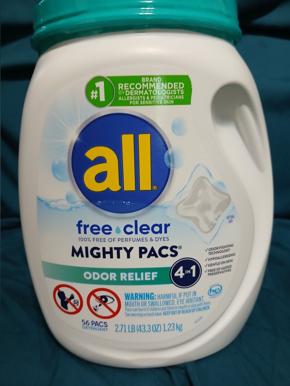 all Free Clear Mighty Pacs Odor Relief Laundry Detergent 56 Pods